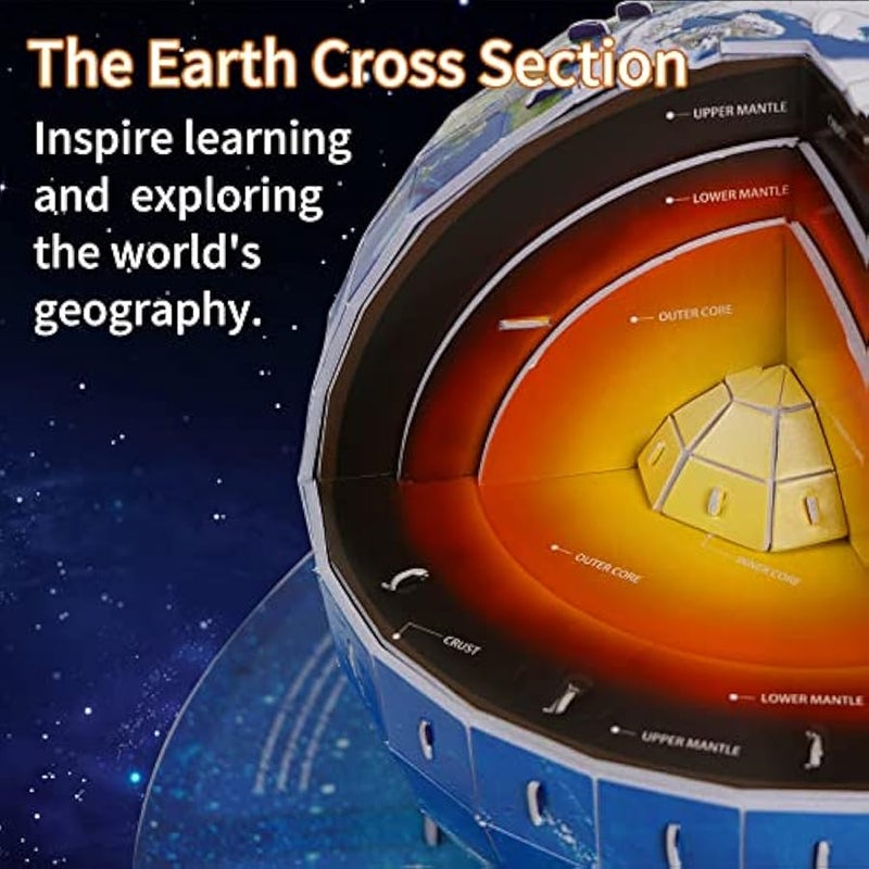 3D Puzzles for Kids Ages 8-10-12-14 Earth Globe DIY Geography Puzzle, Educational Learning Toys 3D Jigsaw World Globe Map Model Kit Teaching Aids Birthday  Gift for Boys Girls, 50 Pieces - Image 5